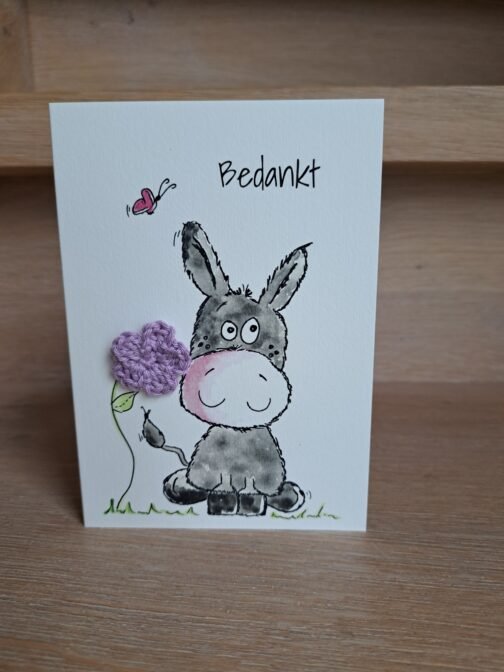 Kaartje Met Gehaakt Detail - Ezeltje Bedankt