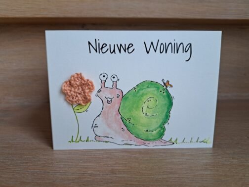 Kaartje Met Gehaakt Detail - Slak Nieuwe Woning