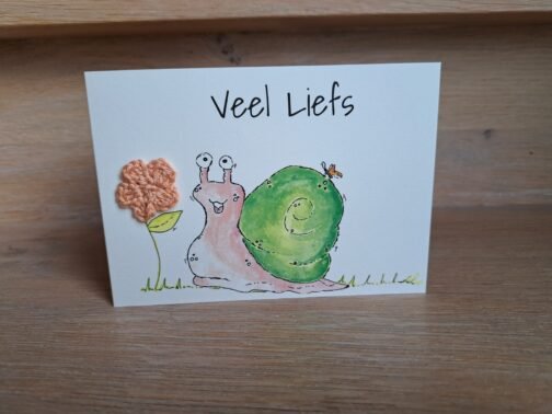 Kaartje Met Gehaakt Detail - Slak - Veel Liefs