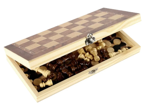 3 in 1 Spel Schaken-Dammen-Backgammon - Afbeelding 3
