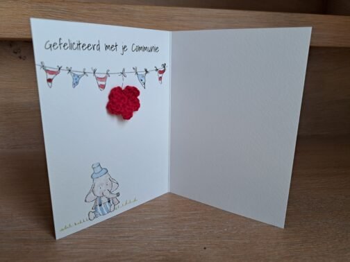 Kaartje Met Gehaakt Detail - Communie Olifant Blauw - Afbeelding 2