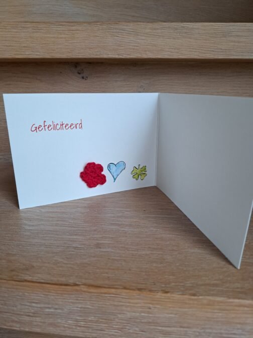 Kaartje Met Gehaakt Detail - Gefeliciteerd - Afbeelding 2