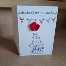 Kaartje Met Gehaakt Detail - Lentefeest Olifant Blauw