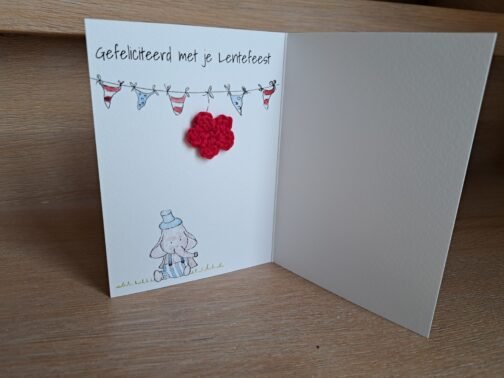 Kaartje Met Gehaakt Detail - Lentefeest Olifant Blauw - Afbeelding 2
