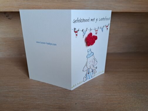 Kaartje Met Gehaakt Detail - Lentefeest Olifant Blauw - Afbeelding 3