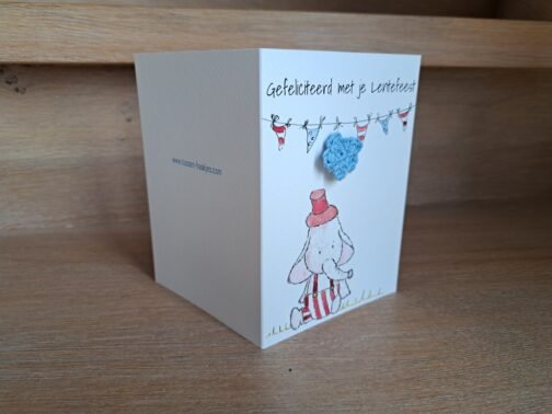 Kaartje Met Gehaakt Detail - Lentefeest Olifant Rood - Afbeelding 3