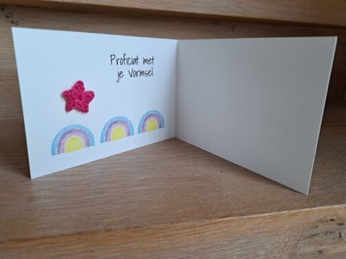 Kaartje Met Gehaakt Detail - Vormsel Regenboog - Afbeelding 2