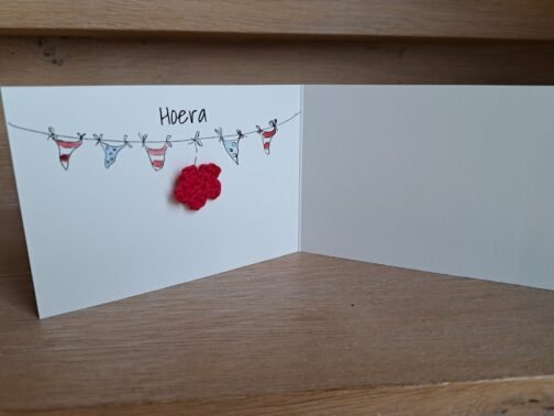 Kaartje Met Gehaakt Detail - Vosjes Hoera - Afbeelding 2