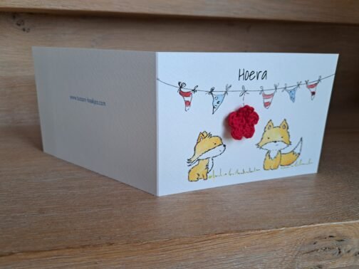 Kaartje Met Gehaakt Detail - Vosjes Hoera - Afbeelding 3