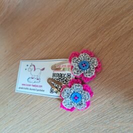Haarspeldjes met gehaakt detail - Roze-Zilver-Blauw