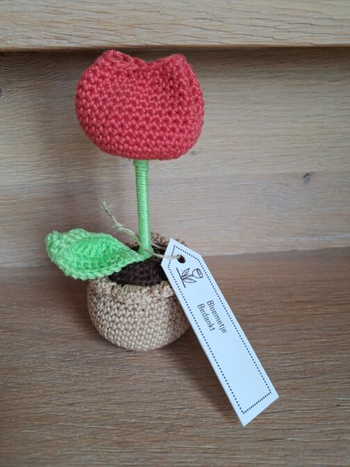 Gehaakt Bloemetje Bedankt Roze-Rood