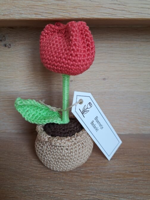 Gehaakt Bloemetje Bedankt Roze-Rood - Afbeelding 3