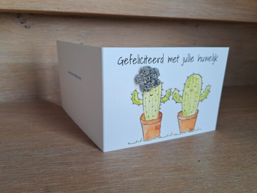 Kaartje Met Gehaakt Detail - Huwelijk Cactussen - Afbeelding 4