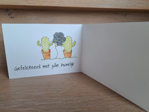Kaartje Met Gehaakt Detail - Huwelijk Cactussen - Afbeelding 2