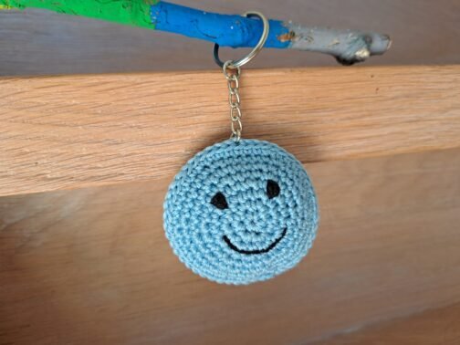 Smiley Sleutelhanger Lichtblauw