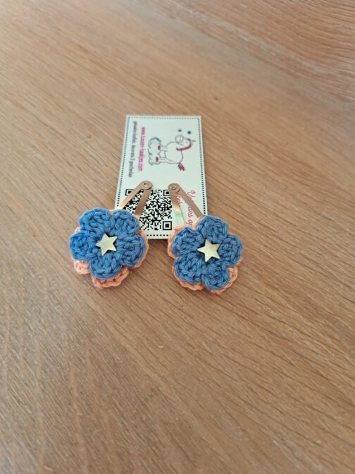 Haarspeldjes met gehaakt detail - roze-blauw-zilver - Afbeelding 2