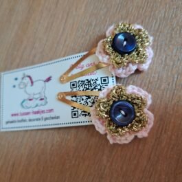 Haarspeldjes met gehaakt detail - Roze-goud-blauw