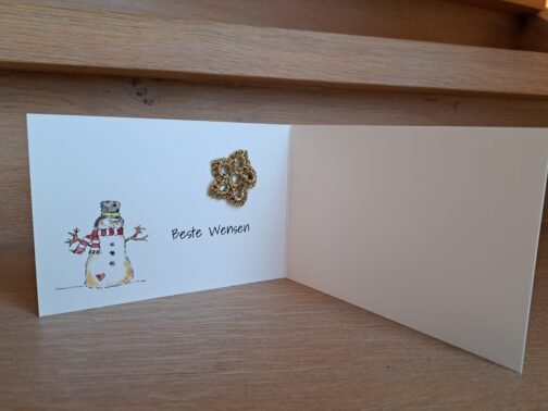 Kaartje Met Gehaakt Detail - Kerstmis Sneeuwman - Afbeelding 2