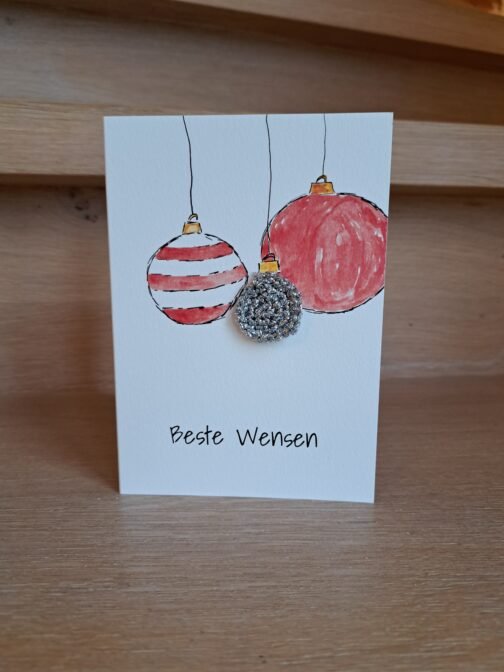 Kaartje Met Gehaakt Detail - Kerstmis Kerstballen