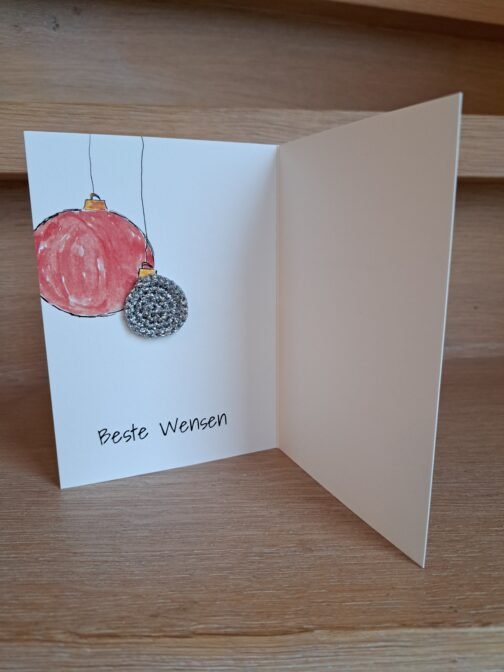 Kaartje Met Gehaakt Detail - Kerstmis Kerstballen - Afbeelding 2