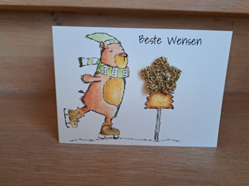 Kaartje Met Gehaakt Detail - Kerstmis Beer