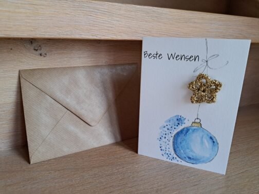 Kaartje Met Gehaakt Detail - Beste Wensen Kerstbal - Afbeelding 2