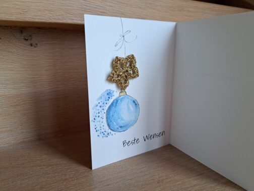 Kaartje Met Gehaakt Detail - Beste Wensen Kerstbal - Afbeelding 3