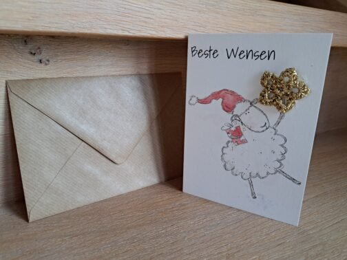 Kaartje Met Gehaakt Detail - Beste Wensen Schaap - Afbeelding 2