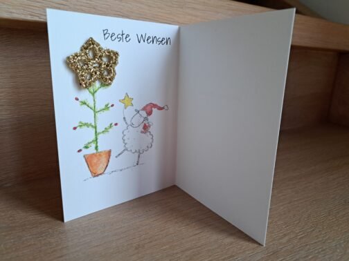 Kaartje Met Gehaakt Detail - Beste Wensen Schaap - Afbeelding 3