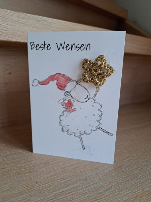 Kaartje Met Gehaakt Detail - Beste Wensen Schaap - Afbeelding 4