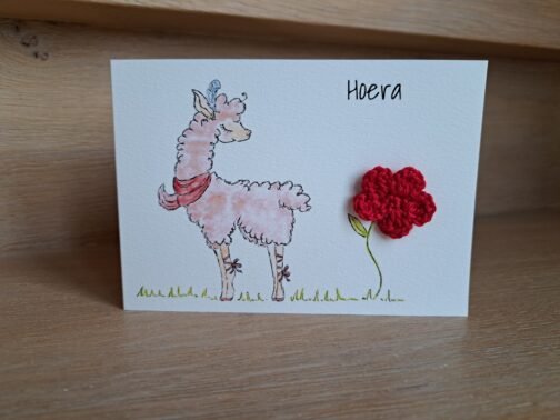 Kaartje Met Gehaakt Detail - Hoera Alpacca
