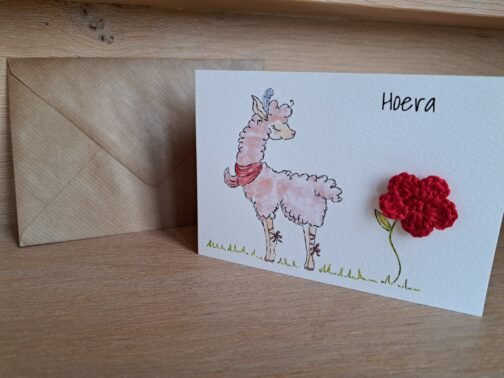 Kaartje Met Gehaakt Detail - Hoera Alpacca - Afbeelding 3