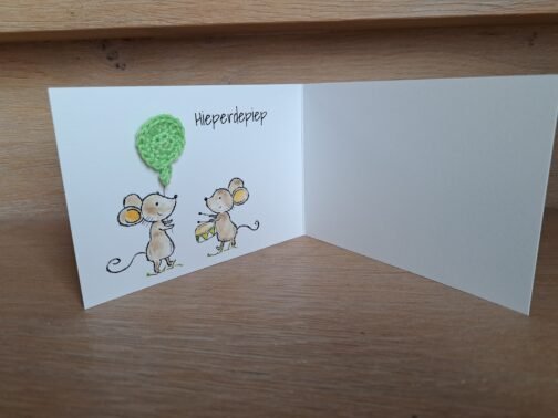 Kaartje Met Gehaakt Detail - Hieperdepiep Muisjes - Afbeelding 2