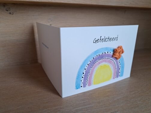 Kaartje Met Gehaakt Detail - Regenboog Gefeliciteerd - Afbeelding 4