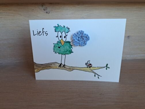 Kaartje Met Gehaakt Detail - Vogel Liefs