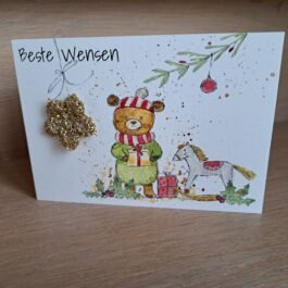 Kaartje Met Gehaakt Detail - Beste Wensen Beer Schommelpaard