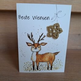 Kaartje Met Gehaakt Detail - Beste Wensen Hertje