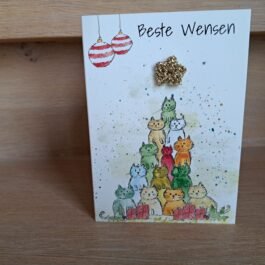 Kaartje Met Gehaakt Detail - Beste Wensen Kattenboom