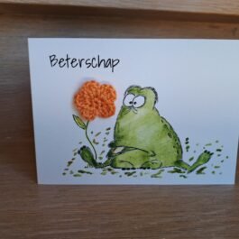 Kaartje Met Gehaakt Detail - Beterschap Kikker