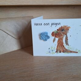 Kaartje Met Gehaakt Detail - Hond Geboorte Jongen