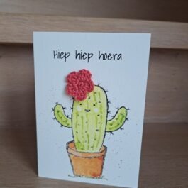 Kaartje Met Gehaakt Detail - Cactus Hoera