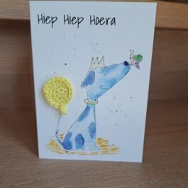 Kaartje Met Gehaakt Detail - Hond Hiep Hiep Hoera