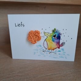 Kaartje Met Gehaakt Detail - Liefs Vogel