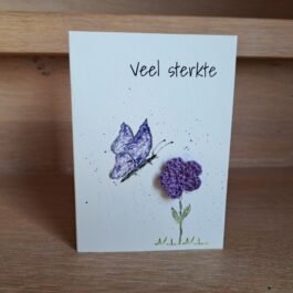 Kaartje Met Gehaakt Detail - Vlinders - Sterkte
