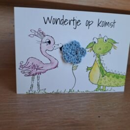 Kaartje Met Gehaakt Detail - Zwanger Flamingo Draak