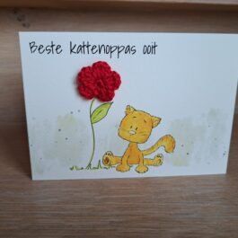 Kaartje Met Gehaakt Detail - Beste Kattenoppas Ooit