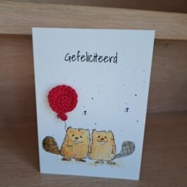 Kaartje Met Gehaakt Detail - Bevers Gefeliciteerd