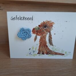 Kaartje Met Gehaakt Detail - Hond Gefeliciteerd