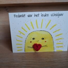 Kaartje Met Gehaakt Detail - Einde Schooljaar Zon